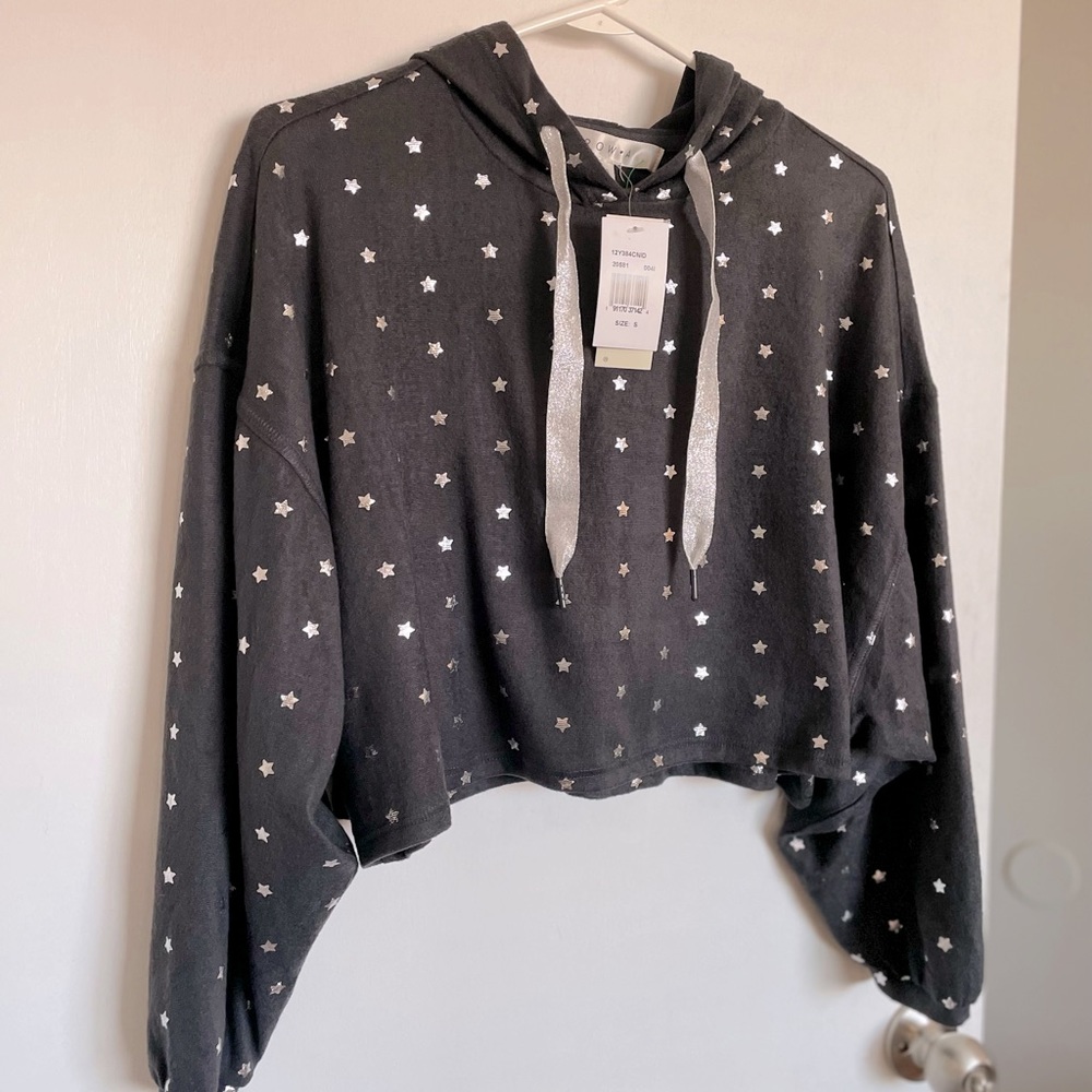 Rowa Hooded Oversized Star Cropped Sweater - Size S - Picture 2 of 13